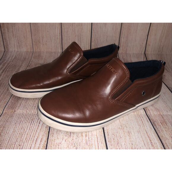 NAUTICA BOAT Slip On Brown Leather US 5 Boat LOAFER SHOES - Picture 3 of 6